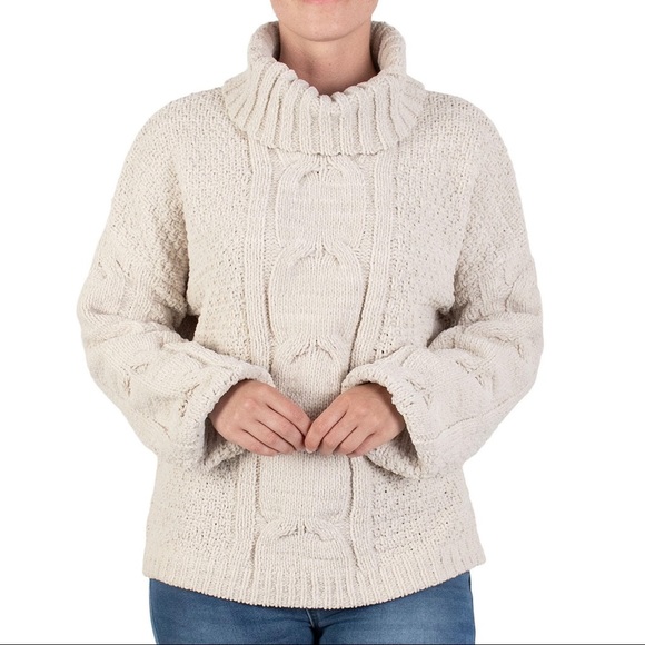 Seven7 Ladies Chenille Sweater SandShell. Ivory  NWT - Picture 1 of 2